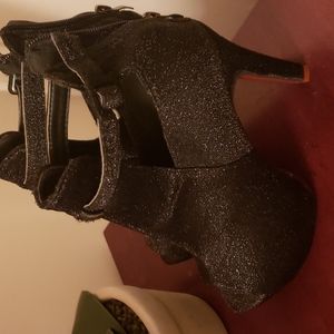 Nice 🤩 St Open Toe Black Sparking Glitters Red Bottoms ❤Stilleto Heel Boots.